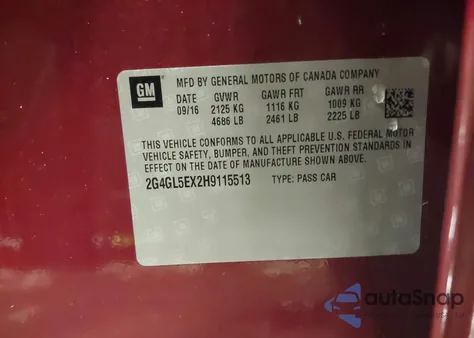 2017 Buick Regal Turbo Sport Touring из США, поврежденный, VIN 2G4GL5EX2H9115513